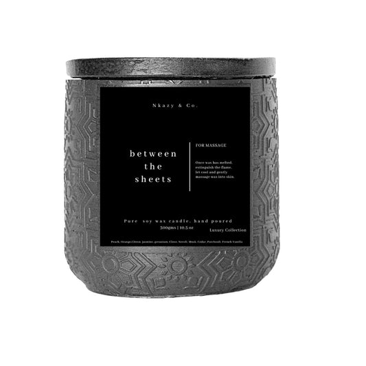 Between The Sheets" Luxury pure soy wax massage candle"