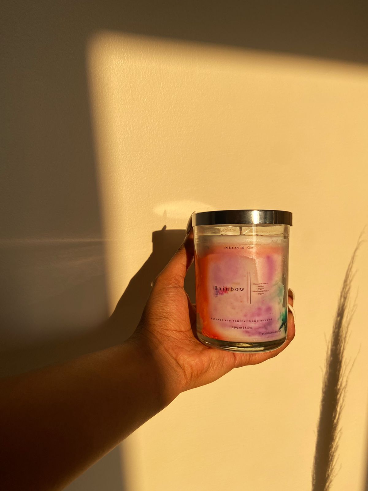 Rainbow " Marbled scented candle"