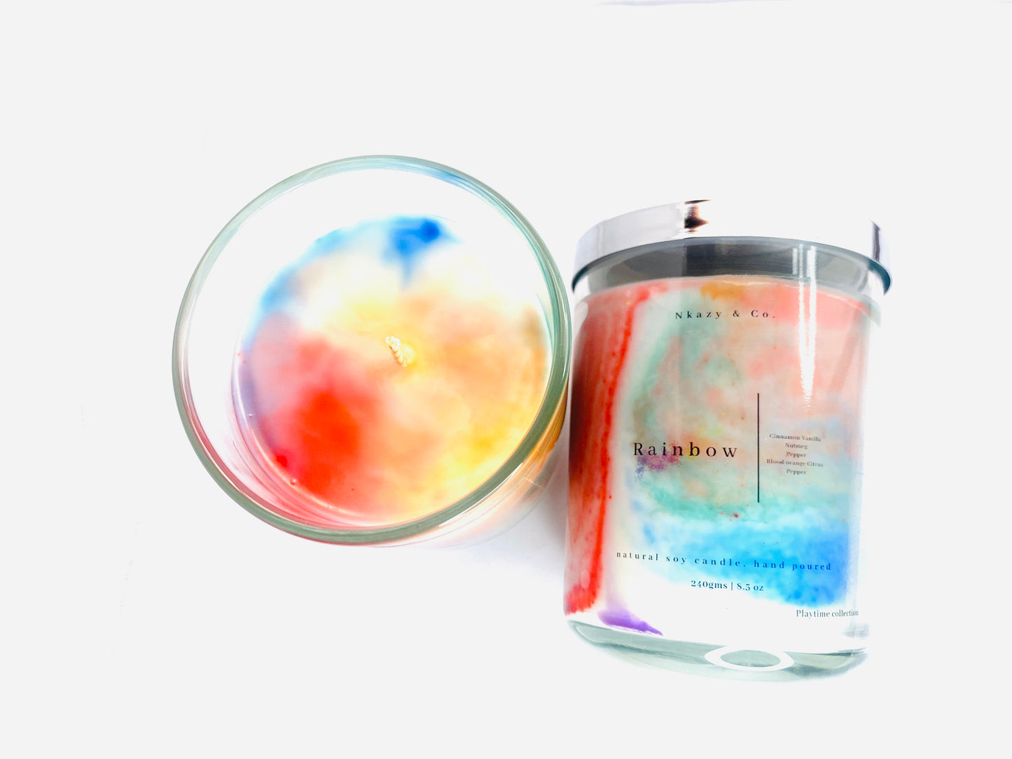 Rainbow " Marbled scented candle"